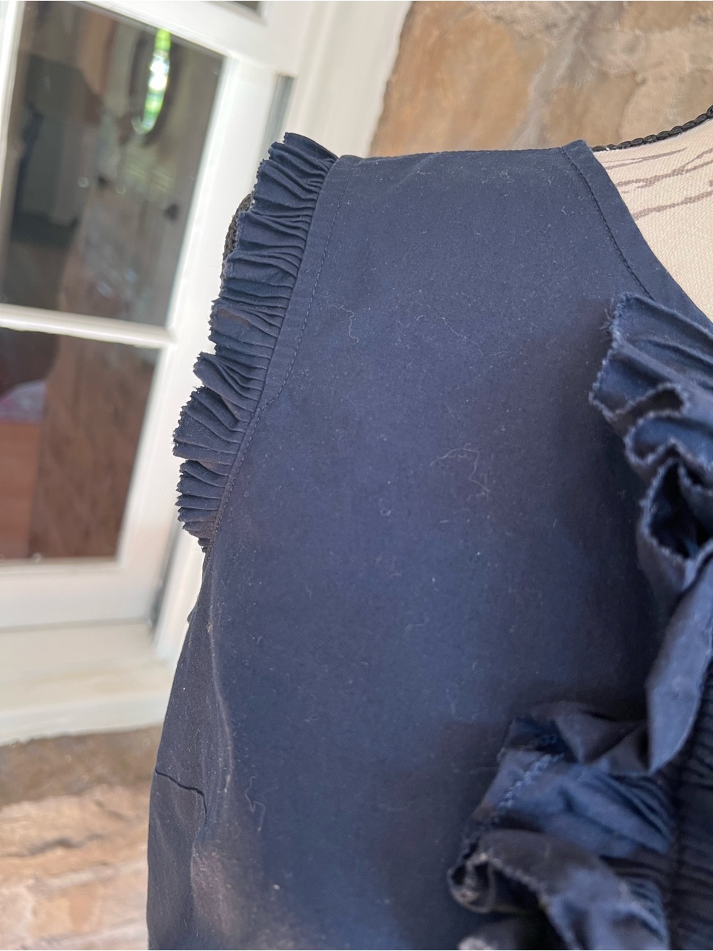 J. Crew size 4 Navy Ruffle-Trim top - Picture 10 of 12